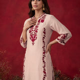 Ivory Embroidered Cotton Blend Everyday Kurta Set