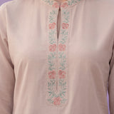 Ivory Applique Kurta Set with Organza Trims