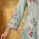 Vaara Nishat Sky Blue Embroidered Suit Set with Dupatta