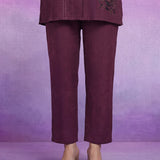 Purple Floral Embroidered Straight Co-ord Set