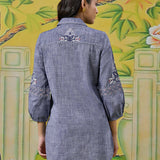 Elara Stone Blue Embroidered Shirt