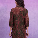 Poly Viscose Olive Abstract Print Shirt