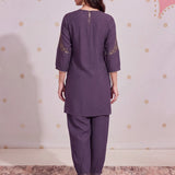 Zareen Damson Purple Embroidered Kurta Set