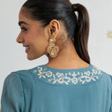 Kiara Cadet Blue Embroidered Suit Set