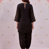 Meher Black Embroidered A-Line Kurta Set