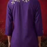 Dark Purple Solid Cotton Straight Co-Ord Set