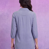 Blue Rayon Embroidered Shirt