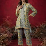 Saina Dove Beige Printed Remi Linen Co-ord Set for Women