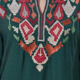 Myra Marine Teal Applique Embroidered Kurta Set