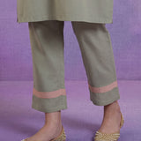 Mint Green Applique Kurta Set with Organza Trims