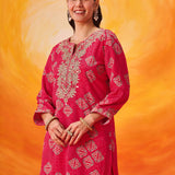 Sanaz Fuchsia Printed Shantoon Co-ord Set
