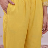 Noor Electric Yellow Aari Embroidered Suit Set