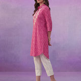 Fuchsia All-Over Printed Cotton Cambric Straight Kurti