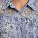 Viscose Rayon Blue Floral Print Kurti