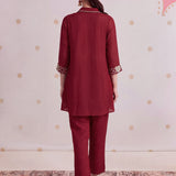 Arohi Bright Red Embroidered Co-ord Set