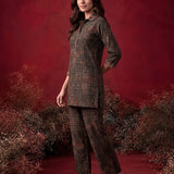 Dark Green All Over Printed Cotton Straight Co-Ord Set