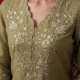 Green Embroidered Chanderi Festive Co-Ord Set