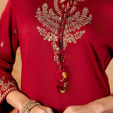 Ameera Ruby Red Embroidered Suit Set