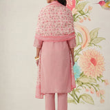 Afsana Pink Cotton Bend Embroidered A-line Suit Set with Dupatta