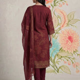Kasni Maroon Printed Suit Set with Dupatta