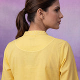 Yellow Embroidered Cotton Slub Relaxed Top