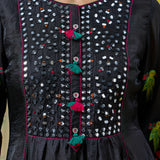Vanya Black Embroidered Panelled Kurta Set