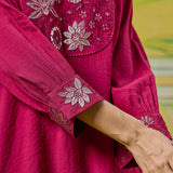 Aiyana Blood Red Foil Embroidered Co-ord Set