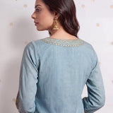 Gulabo Ice Blue Embroidered Kurta Set