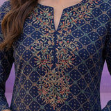 Blue All Over Printed Kurta Set with Dori Embroider