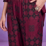 Maroon Rayon Straight Co-ord Set