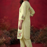 Saavan Light Green Embroidered Cotton blend Kurta Set