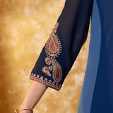 Misha Ombre Blue Embroidered Anarkali Kurta Set