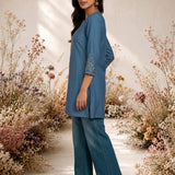 Blue Resham Embroidered Kurti