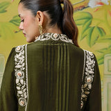 Aurelia Forest Green Dori Embroidered Appliqué Co-ord Set