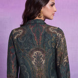Poly Viscose Teal Abstract Print Shirt