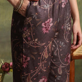 Wool Blend Floral Printed Kurta Trouser Dupatta Set