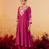 Aarini Jazzberry Fuchsia Embroidered Suit Set