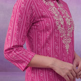Fuchsia All-Over Printed Cotton Cambric Straight Kurti
