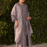 Amaya Slate Grey Printed Chanderi Suit Set with Dupatta