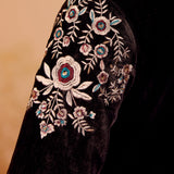 Siya Coffee Brown Embroidered Velvet Corduroy Co Ord Set