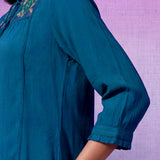 Nivara Teal Embroidered Top