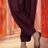 Wine Satin Relaxed Fit Salwar