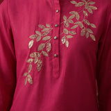 Fuchsia Solid Cotton Straight Co-Ord Set
