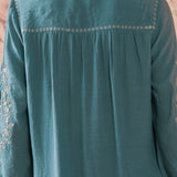 Ida Navy Embroidered Rayon Co-ord Set for Women