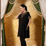 Vanya Metallic Black Embroidered Co-ord Set
