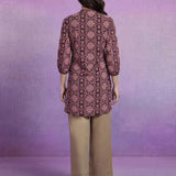 Wine Georgette Sequin Embellished Printed Tunic
