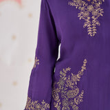Saanvi Royal Purple Metallic Embroidered Kurta Set