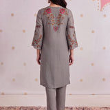 Aayat Silver Grey Embroidered Kurta Set