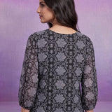 Grey Georgette Sequin Embellished Printed Tunic