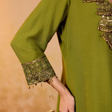Charvi Pear Green Embroidered Kurta Set